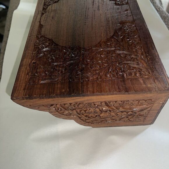 Hanging Mail Organizer Carved Designed Wood Floral Pattern/India - Picture 9 of 11